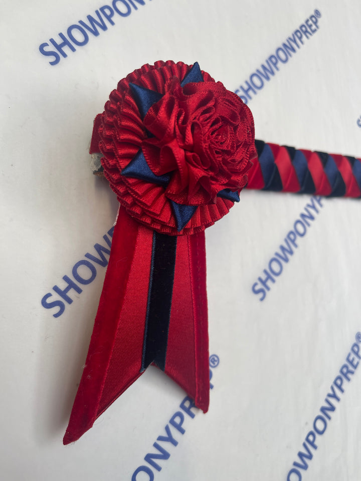 15” Navy & Red Rose petal browband