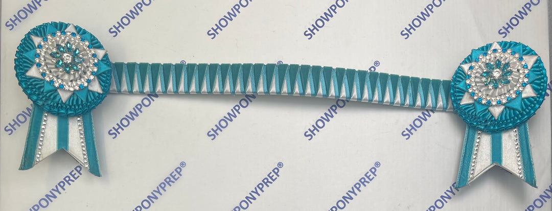 17" Turquoise & White Large sides browband