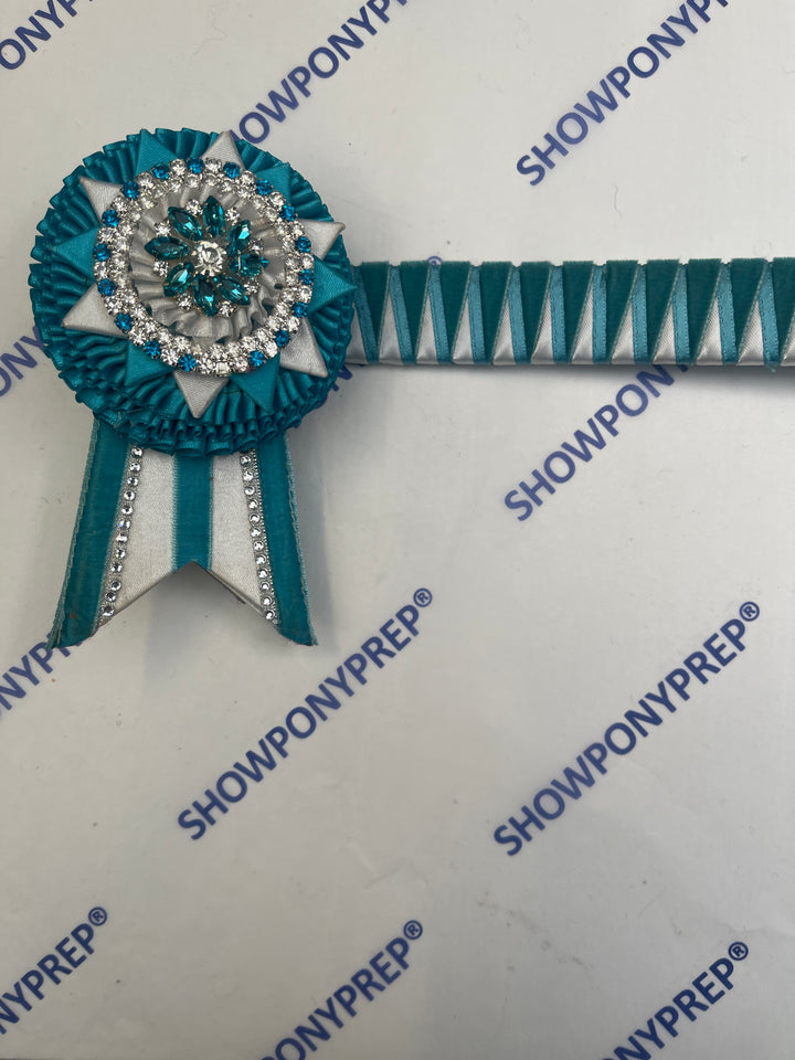 17" Turquoise & White Large sides browband