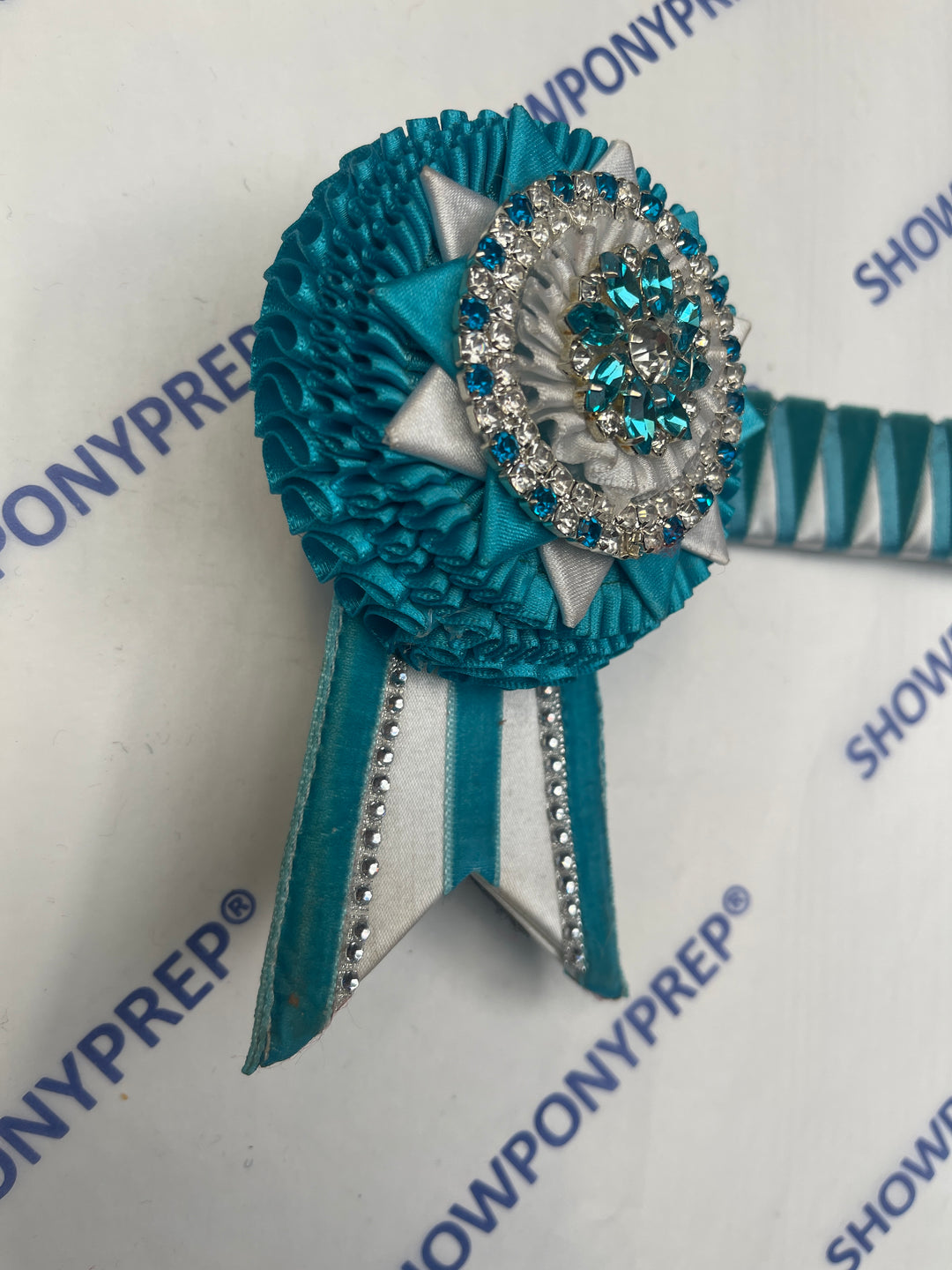 17" Turquoise & White Large sides browband