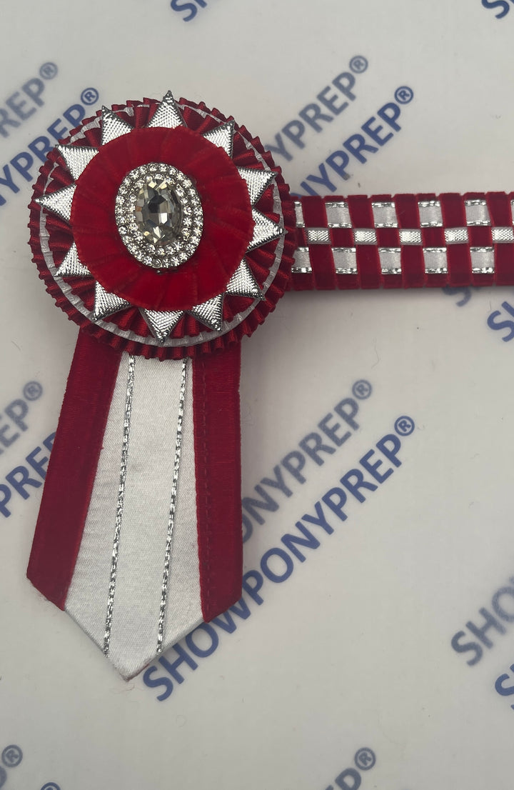 13.5” Red, White & Silver Browband