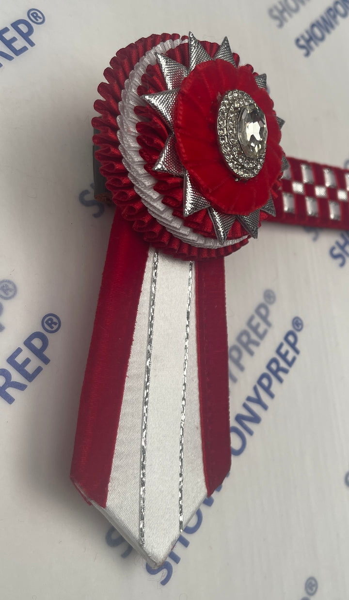 13.5” Red, White & Silver Browband