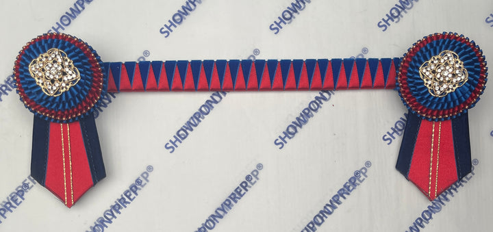 13.5” Red, Royal Blue & Gold Browband