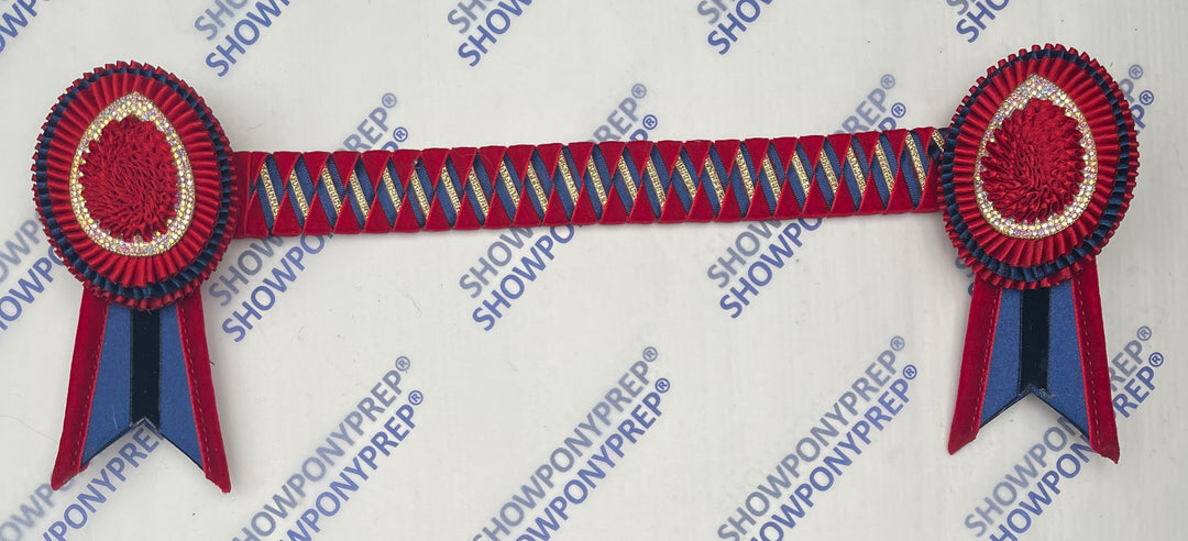 14” Navy & red oval Browband