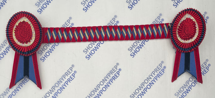 14” Navy & red oval Browband