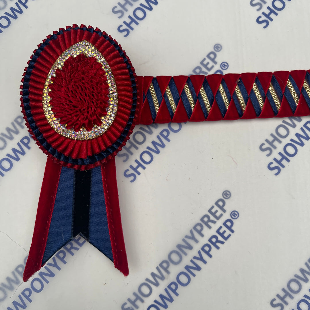 14” Navy & red oval Browband