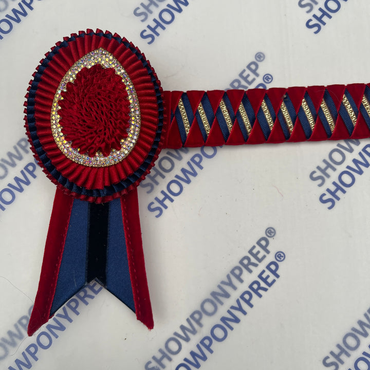 14” Navy & red oval Browband