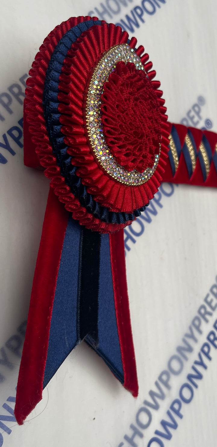 14” Navy & red oval Browband