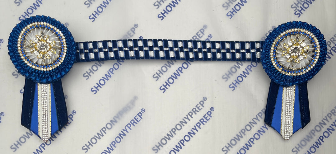 14” Blue & White checked browband