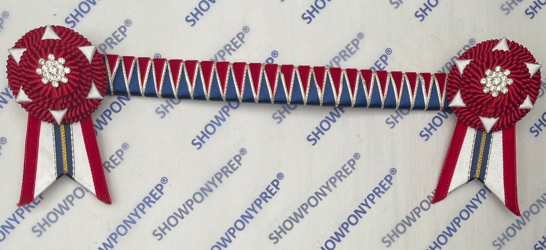 14.5” Navy, Red & White Browband