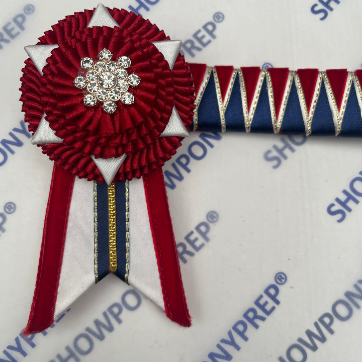 14.5” Navy, Red & White Browband