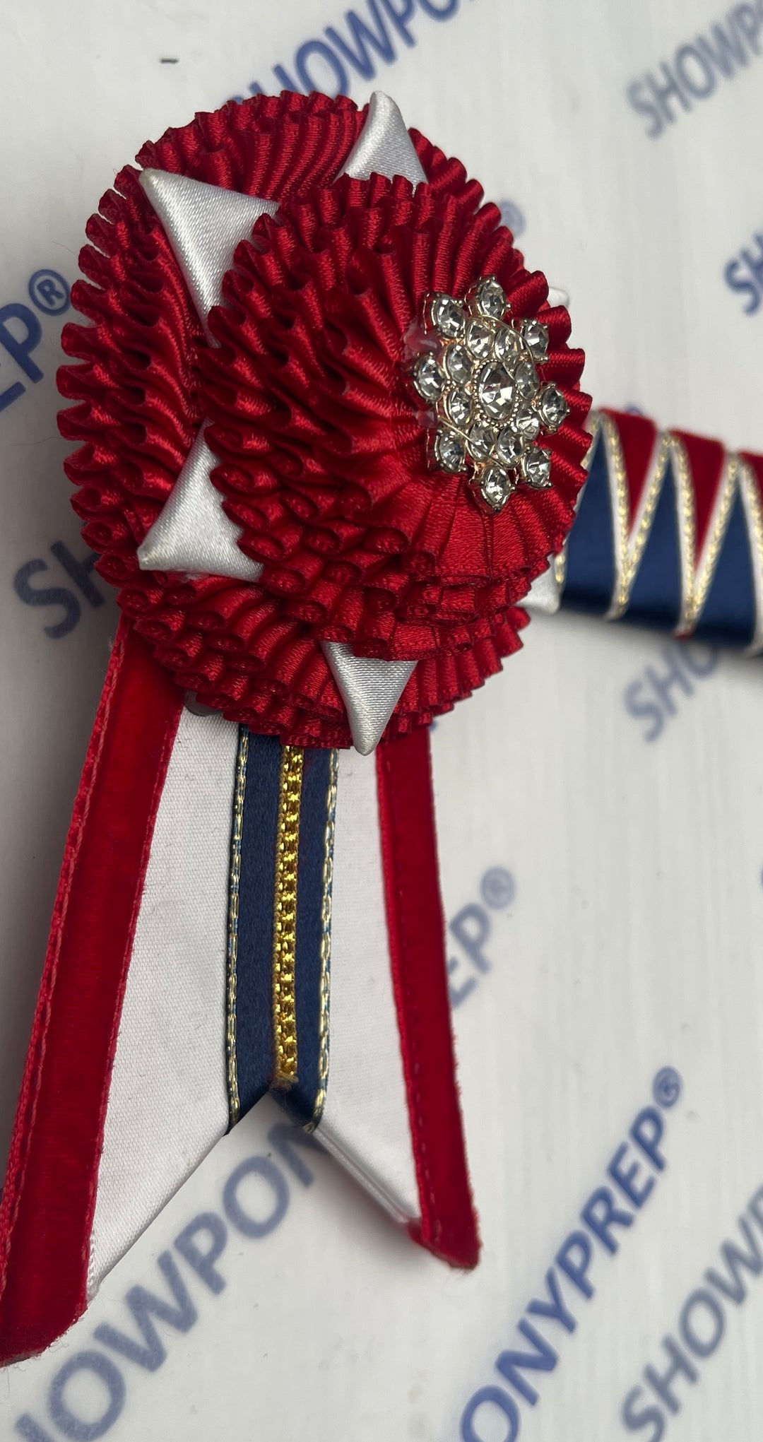 14.5” Navy, Red & White Browband