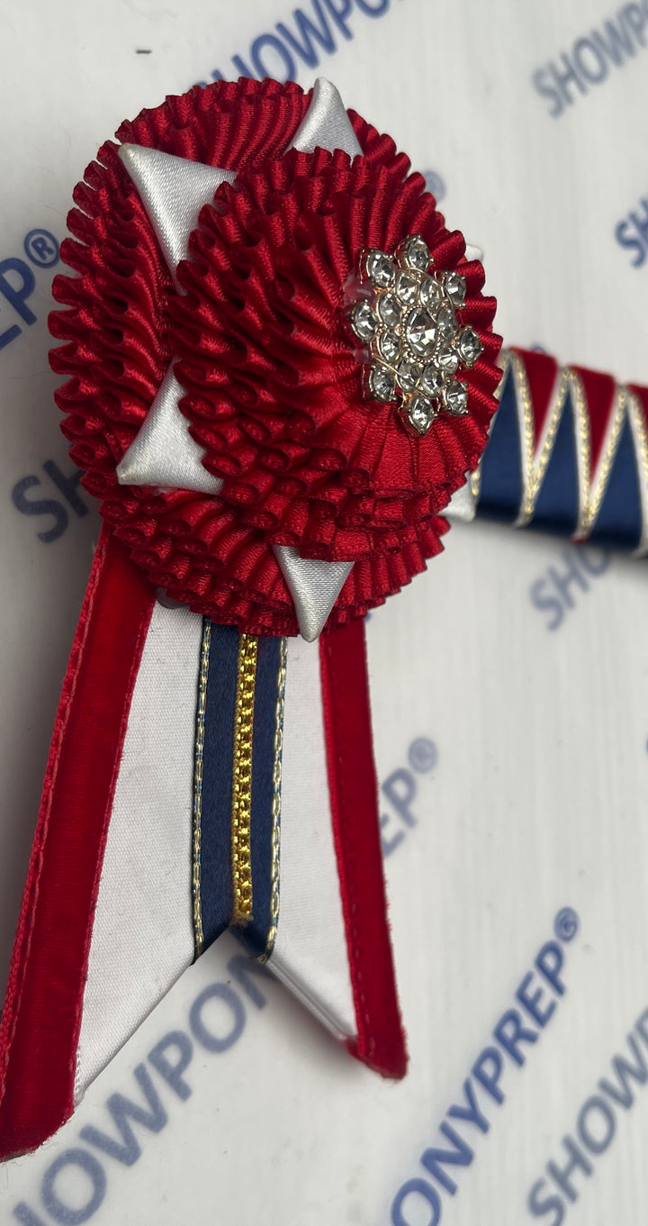 14.5” Navy, Red & White Browband