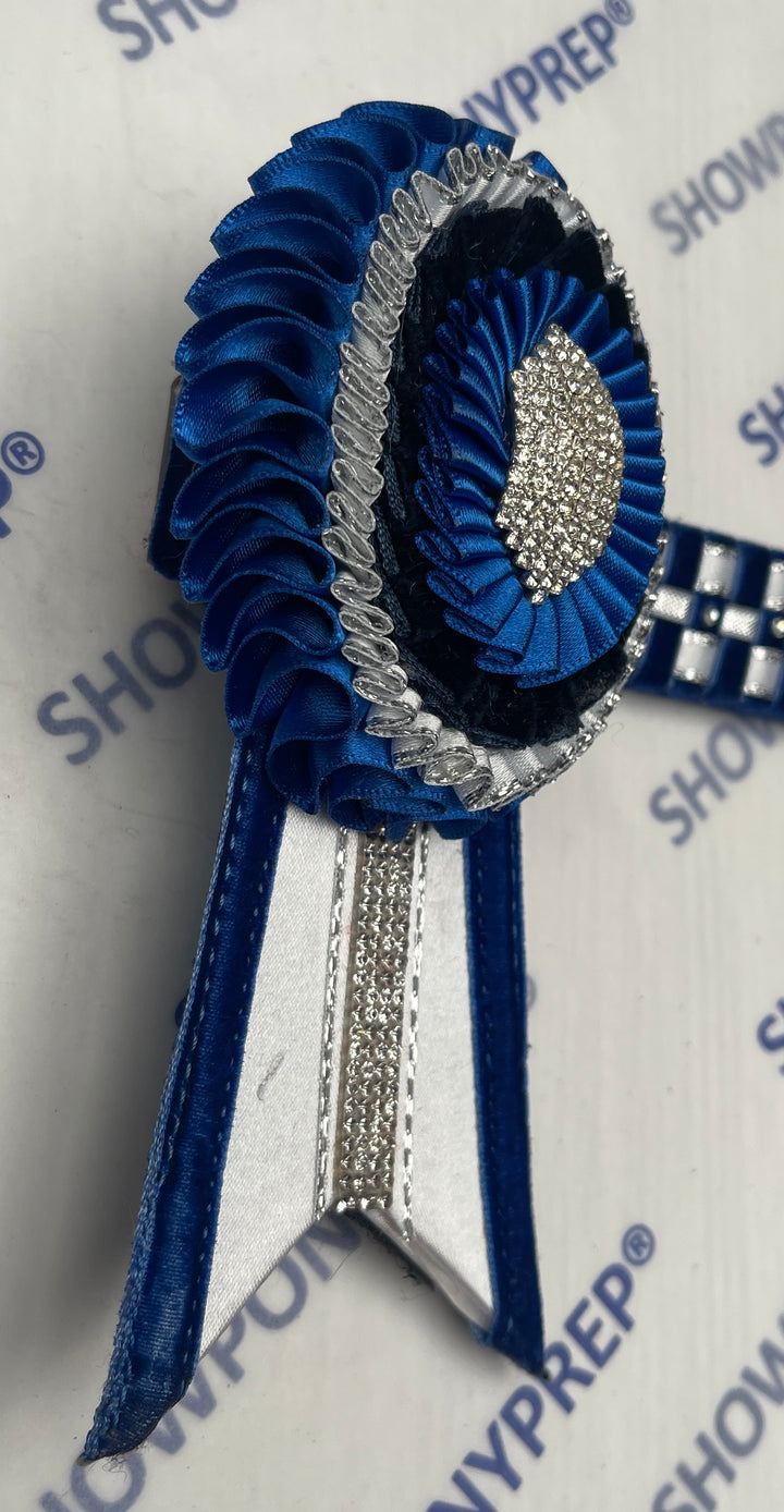 14.5”  Blue, Navy, White & Silver Checked Browband