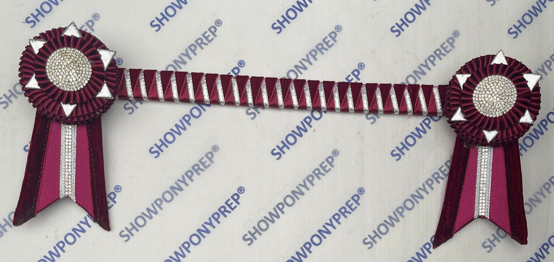 14.5”  Burgundy & Silver Browband