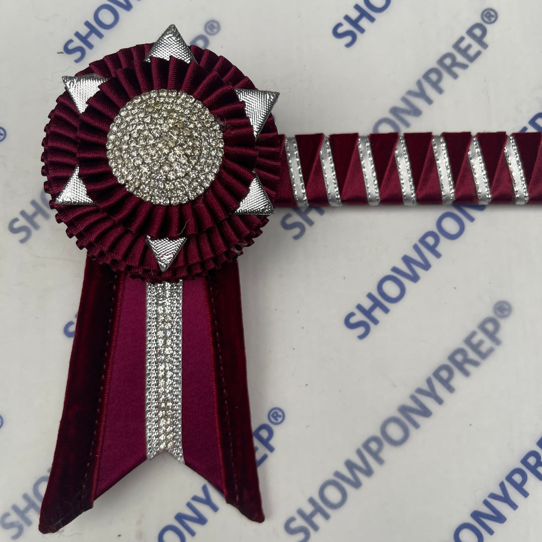 14.5”  Burgundy & Silver Browband