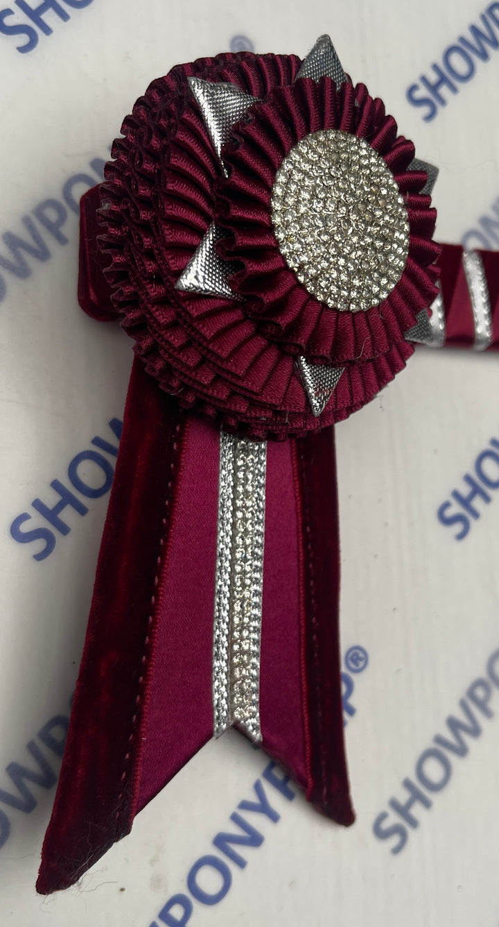14.5”  Burgundy & Silver Browband