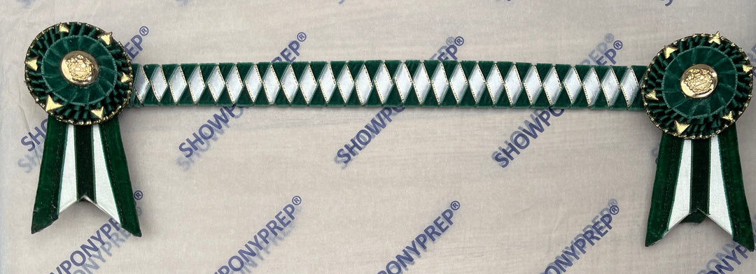 15.5” Green & White Browband