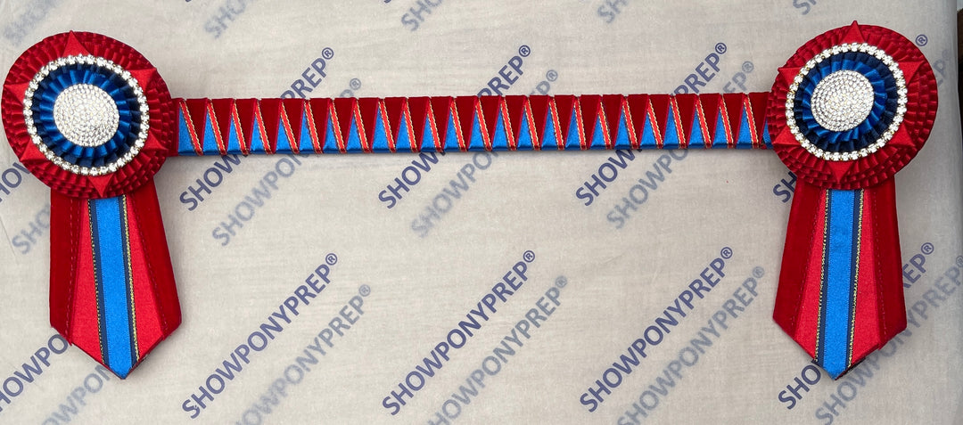 15" Red, Blue & gold Browband