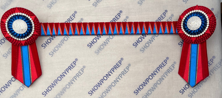 15" Red, Blue & gold Browband