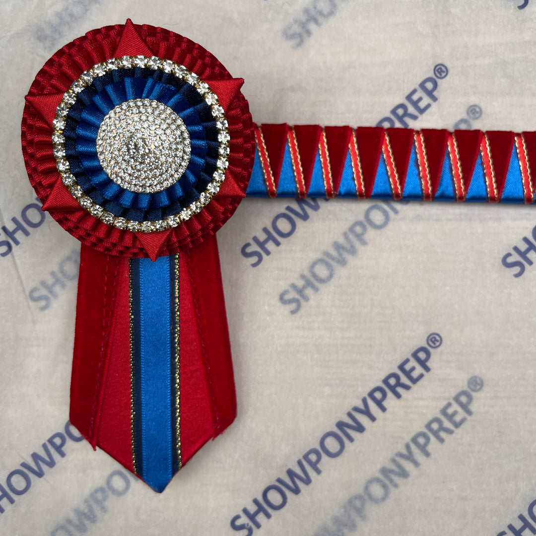 15" Red, Blue & gold Browband