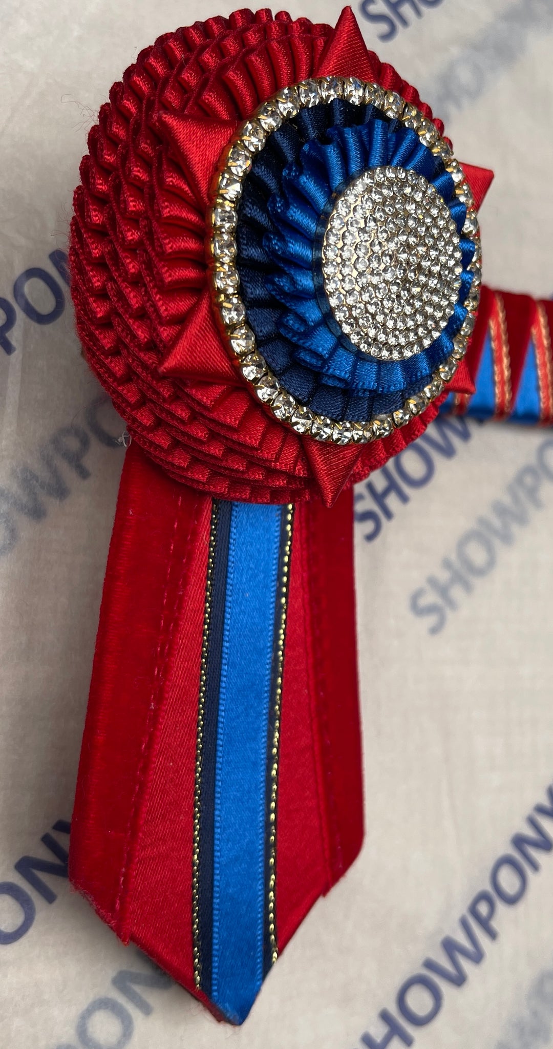 15" Red, Blue & gold Browband