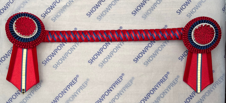 15.5" Red, Navy & gold Browband