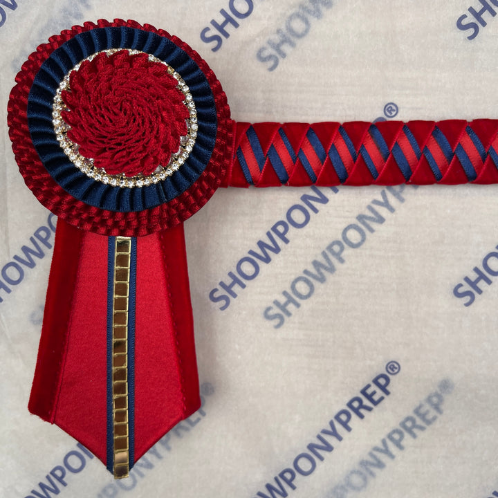 15.5" Red, Navy & gold Browband