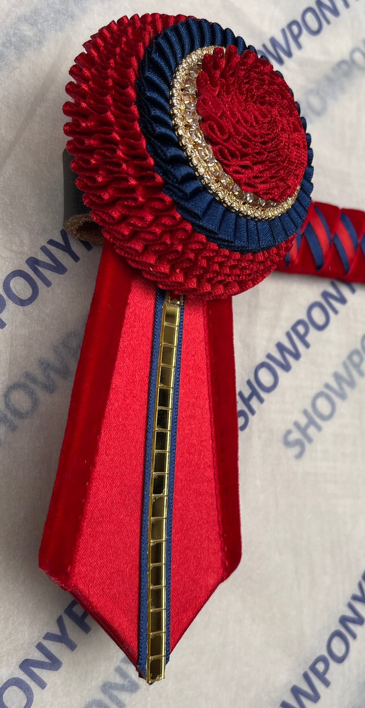 15.5" Red, Navy & gold Browband