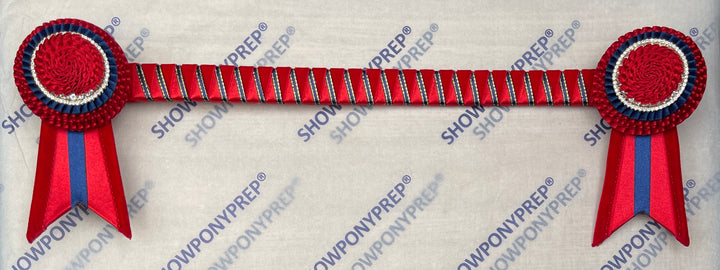 15.5" Red, Navy & Gold Browband