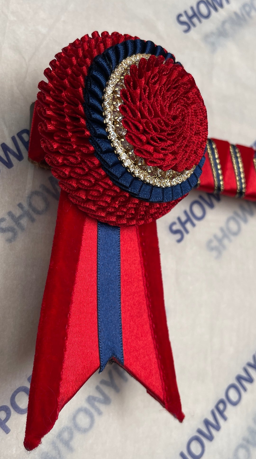 15.5" Red, Navy & Gold Browband