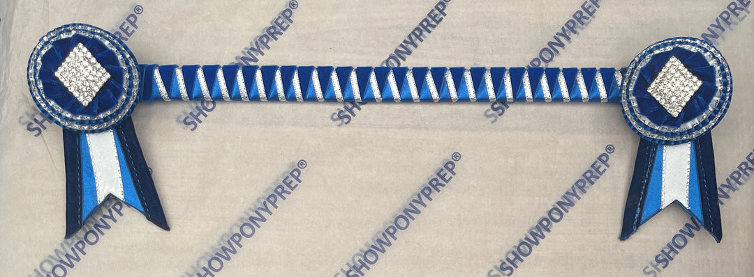 15" Blue, White & Silver Browband