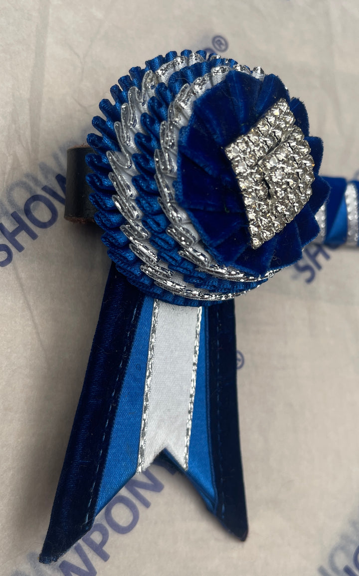 15" Blue, White & Silver Browband