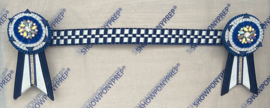 15" Blue, White & Silver Browband