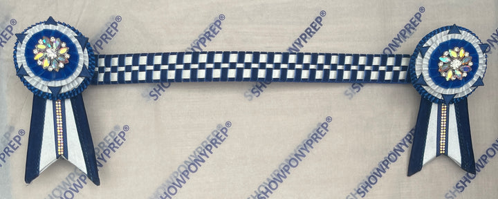 15" Blue, White & Silver Browband