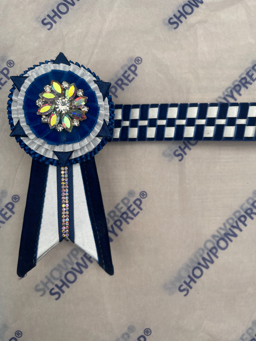 15" Blue, White & Silver Browband
