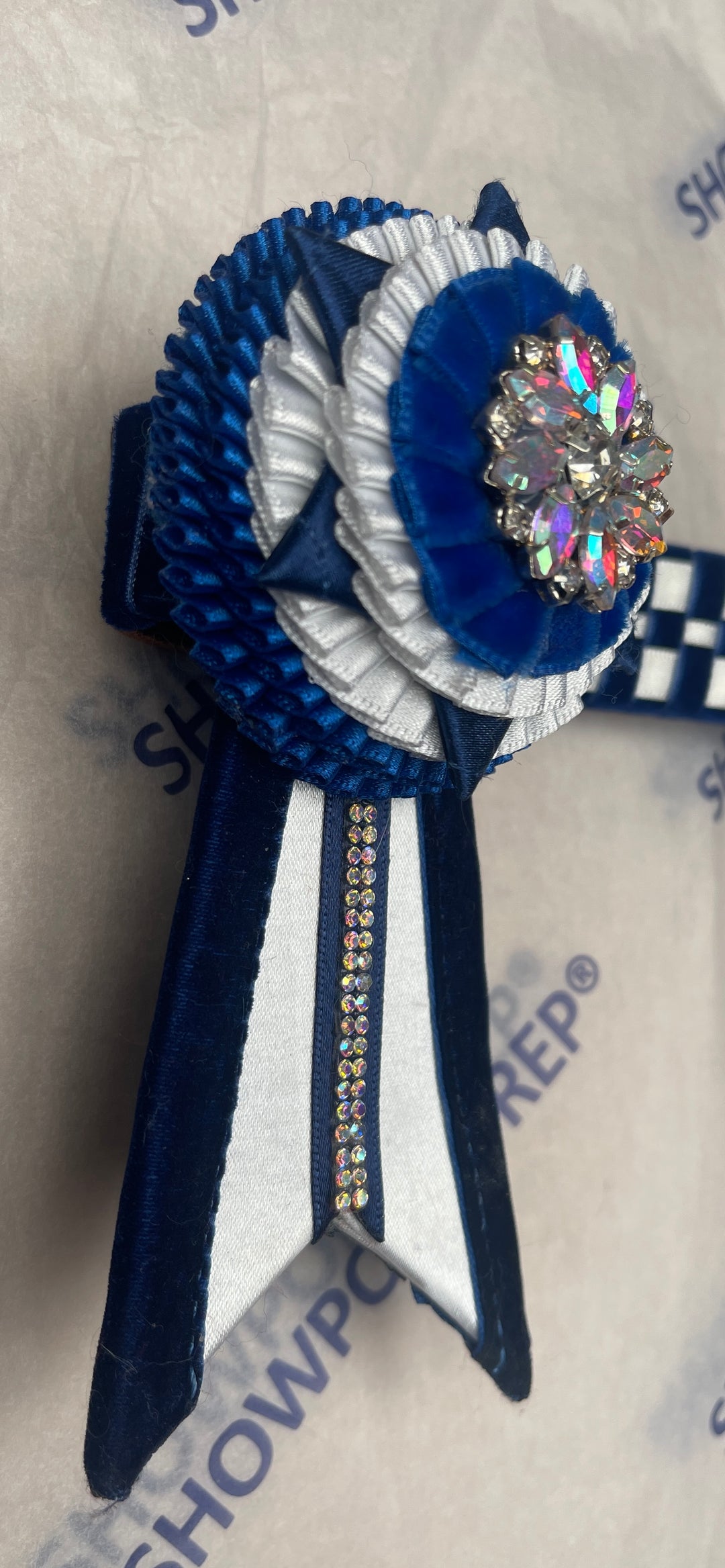 15" Blue, White & Silver Browband