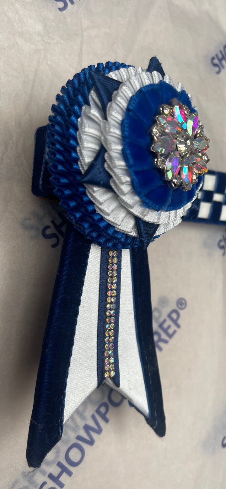 15" Blue, White & Silver Browband