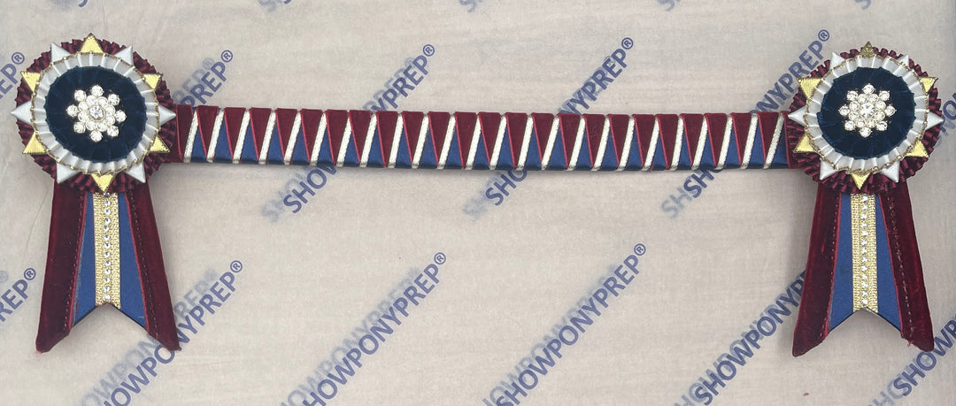 15.5” Burgundy, Navy & Gold Browband