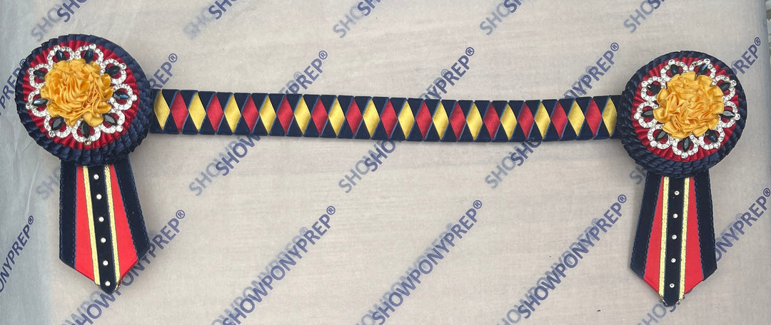 15.5" Navy, Red & Yellow Browband