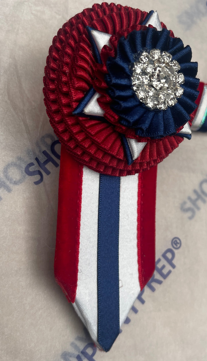 15” Red, Navy & White Browband
