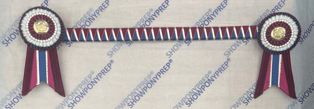 16" Burgundy, Navy & Gold classic Browband