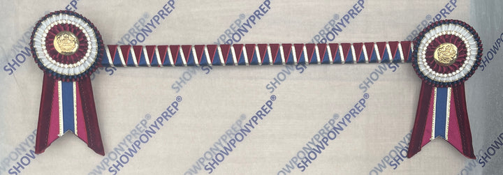 16" Burgundy, Navy & Gold classic Browband