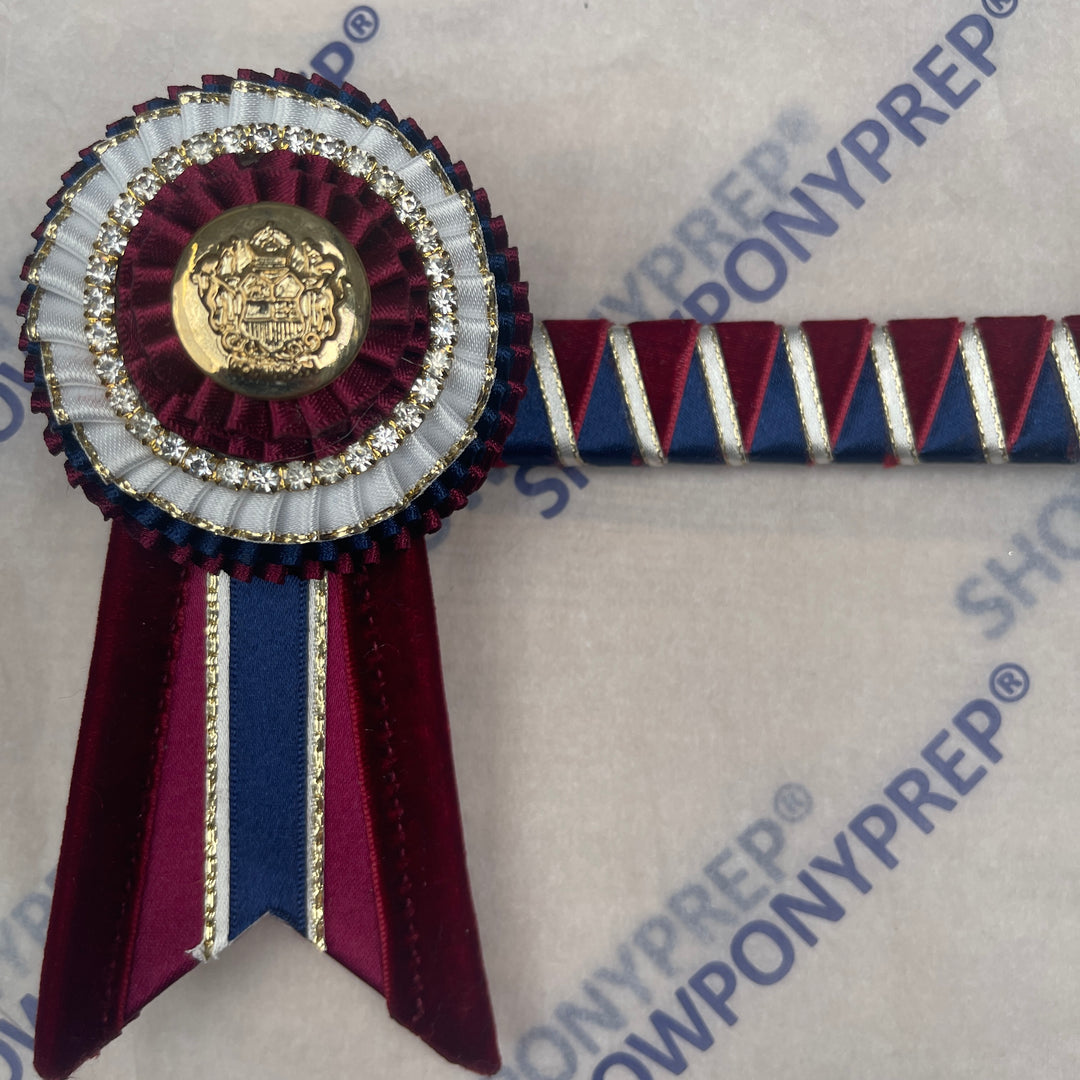 16" Burgundy, Navy & Gold classic Browband