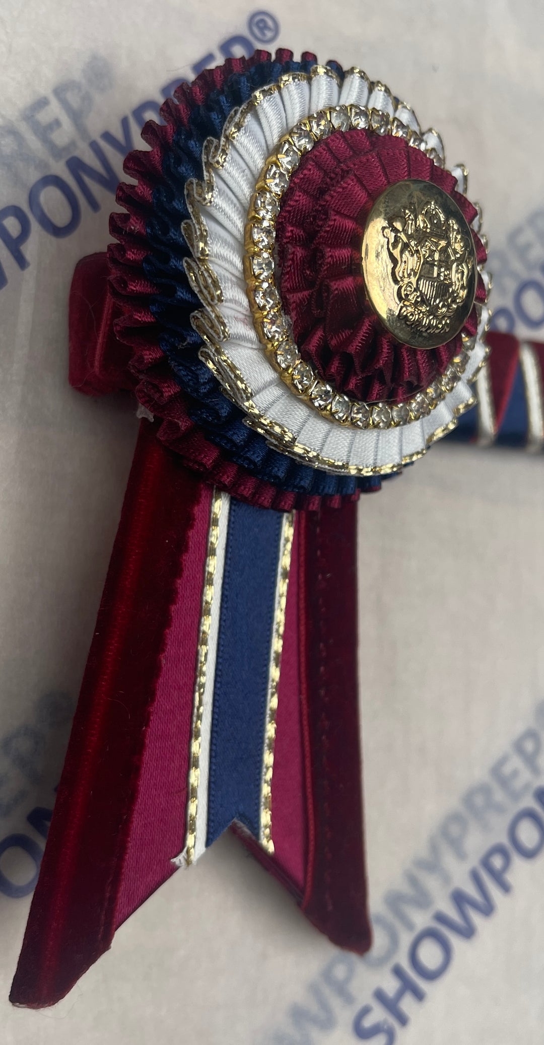 16" Burgundy, Navy & Gold classic Browband