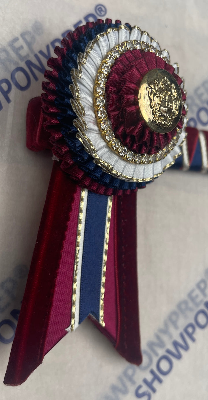 16" Burgundy, Navy & Gold classic Browband