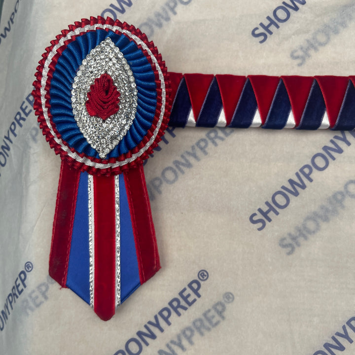 16" Red, Blue & Silver Oval Browband