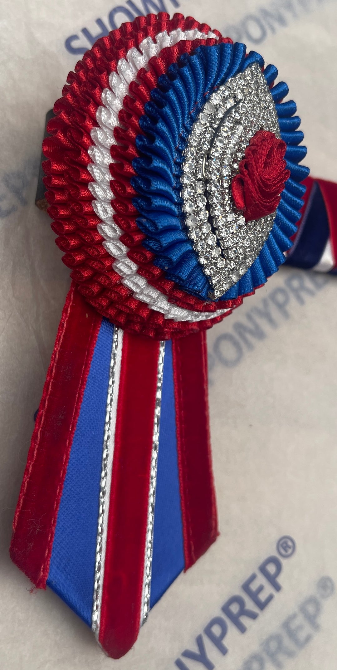 16" Red, Blue & Silver Oval Browband
