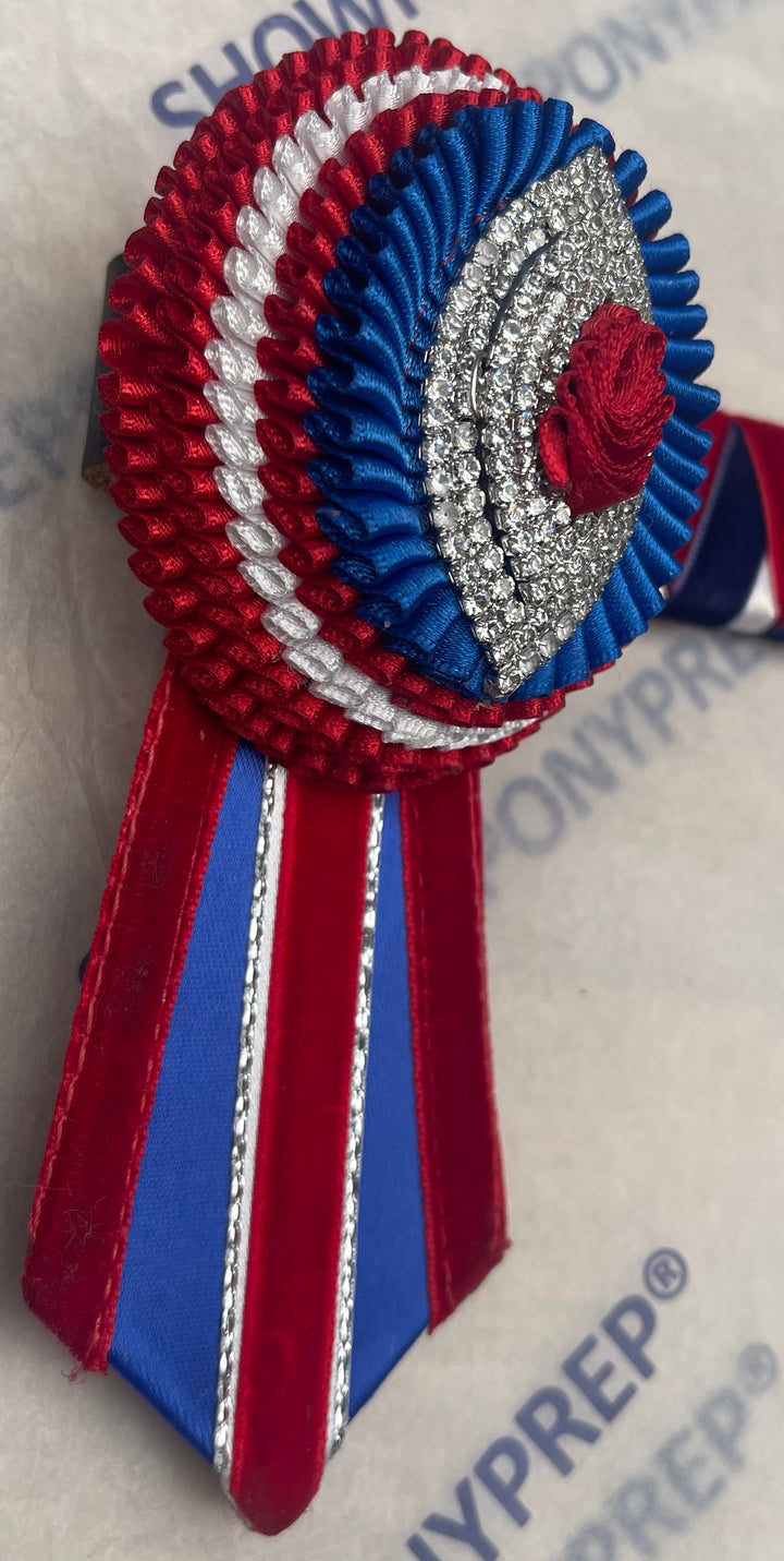 16" Red, Blue & Silver Oval Browband