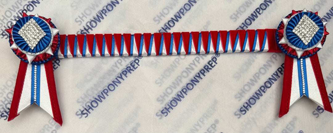 13" Royal, Red & White Browband